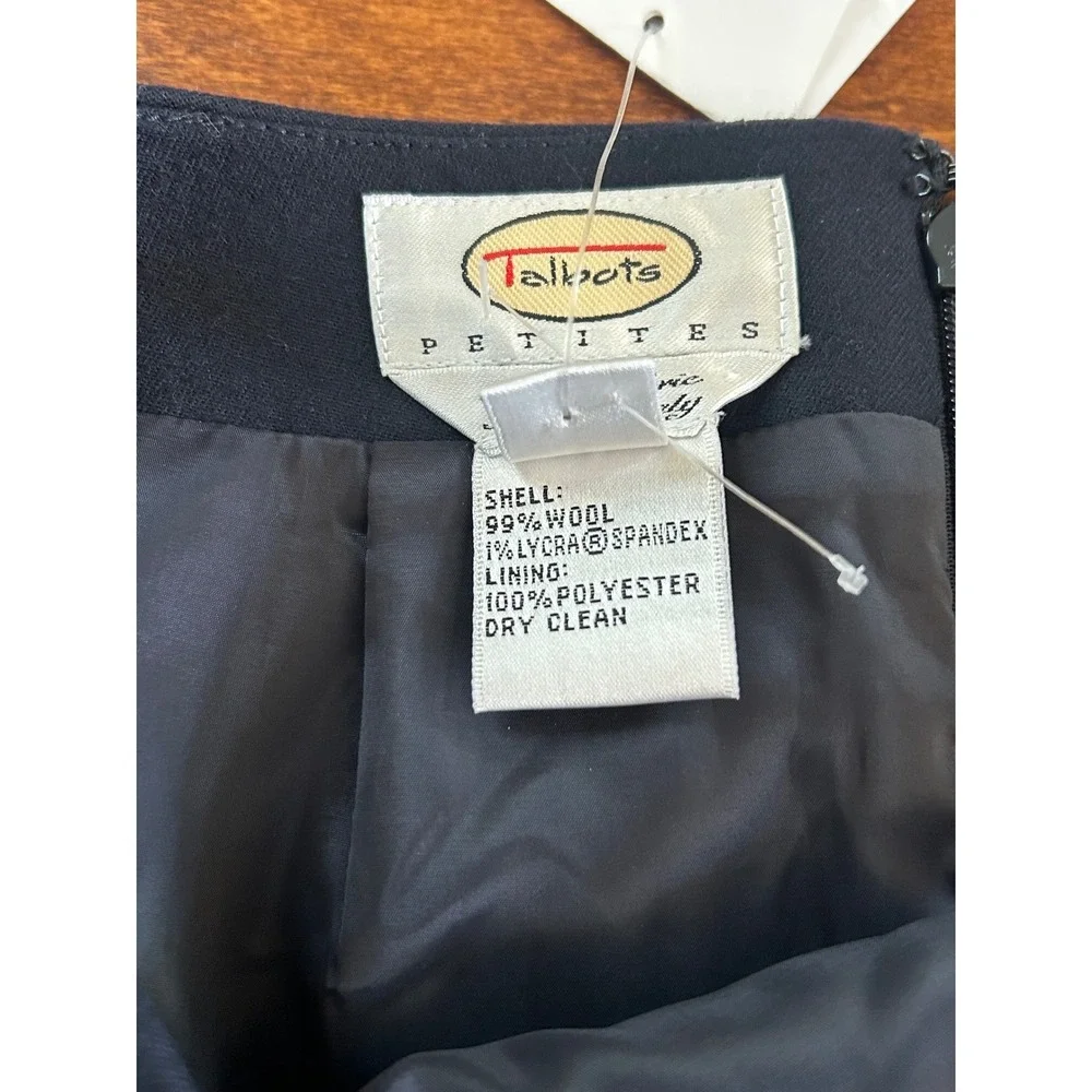 Talbots Petites Navy Blue Wool Blend Pencil Skirt Italian‎ Fabric 2 PETITE NWT